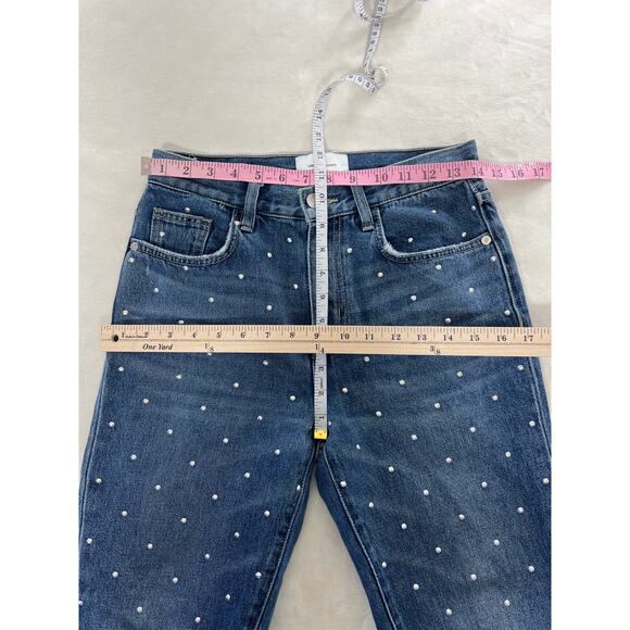 Current Elliott Denim Vintage Cropped Slim Stud Jeans Medium Blue 25 / 0 - Picture 7 of 8